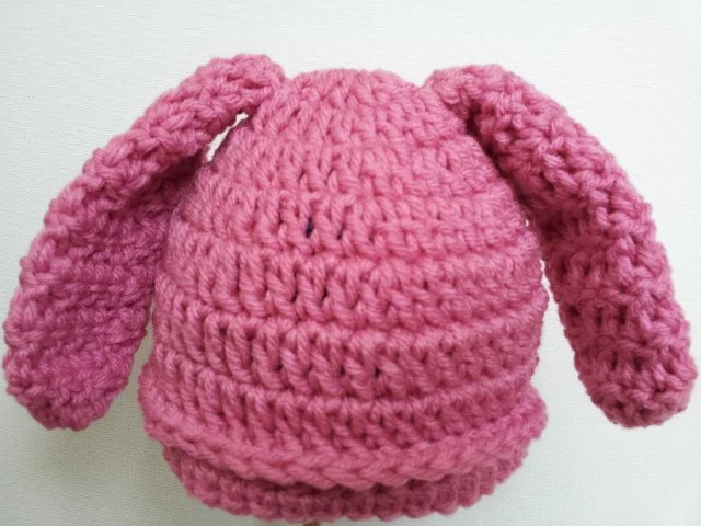Crochet Baby Bunny Hat — finished piece, photo from the original Poochie Baby blog post