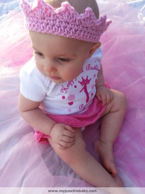 Crochet Tiara Video Tutorial — finished piece, photo from the original Poochie Baby blog post