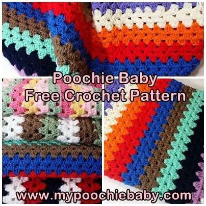 Granny Striped Baby Afghan — finished piece, photo from the original Poochie Baby blog post