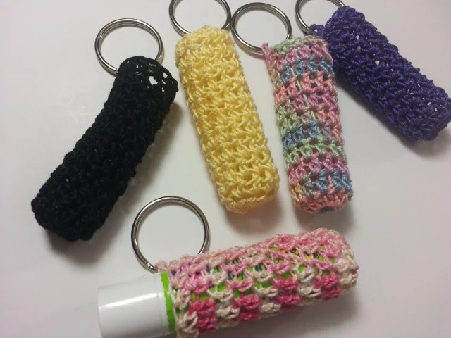 Lip Balm Cozy Keychain — finished piece, photo from the original Poochie Baby blog post