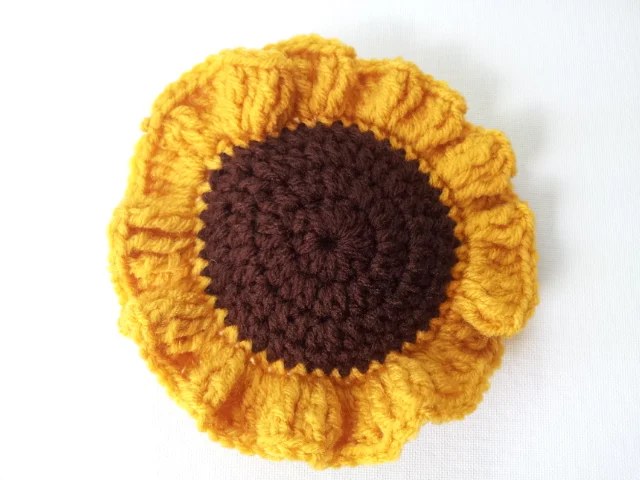 Plush Baby Teething Toy — Sunflower — finished piece, photo from the original Poochie Baby blog post