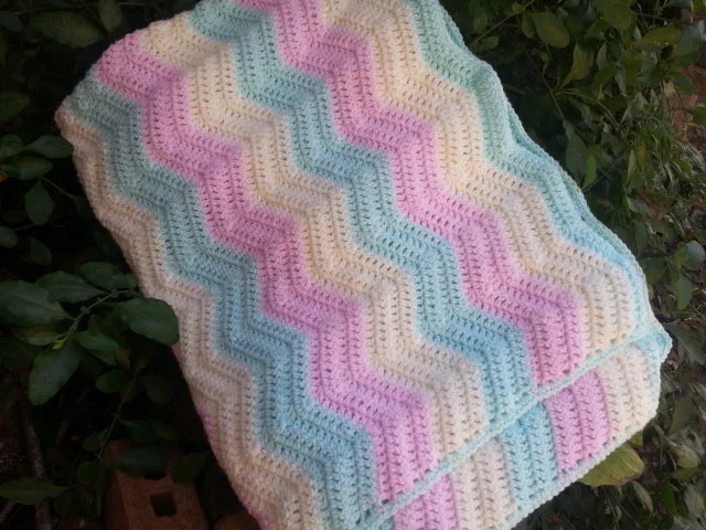 Wavy Ripple Crochet Blanket — finished piece, photo from the original Poochie Baby blog post